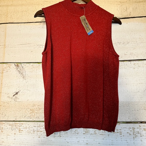STYLE AND CO RED SHIMMERING SLEEVELESS SWEATER NWT - Picture 16 of 16